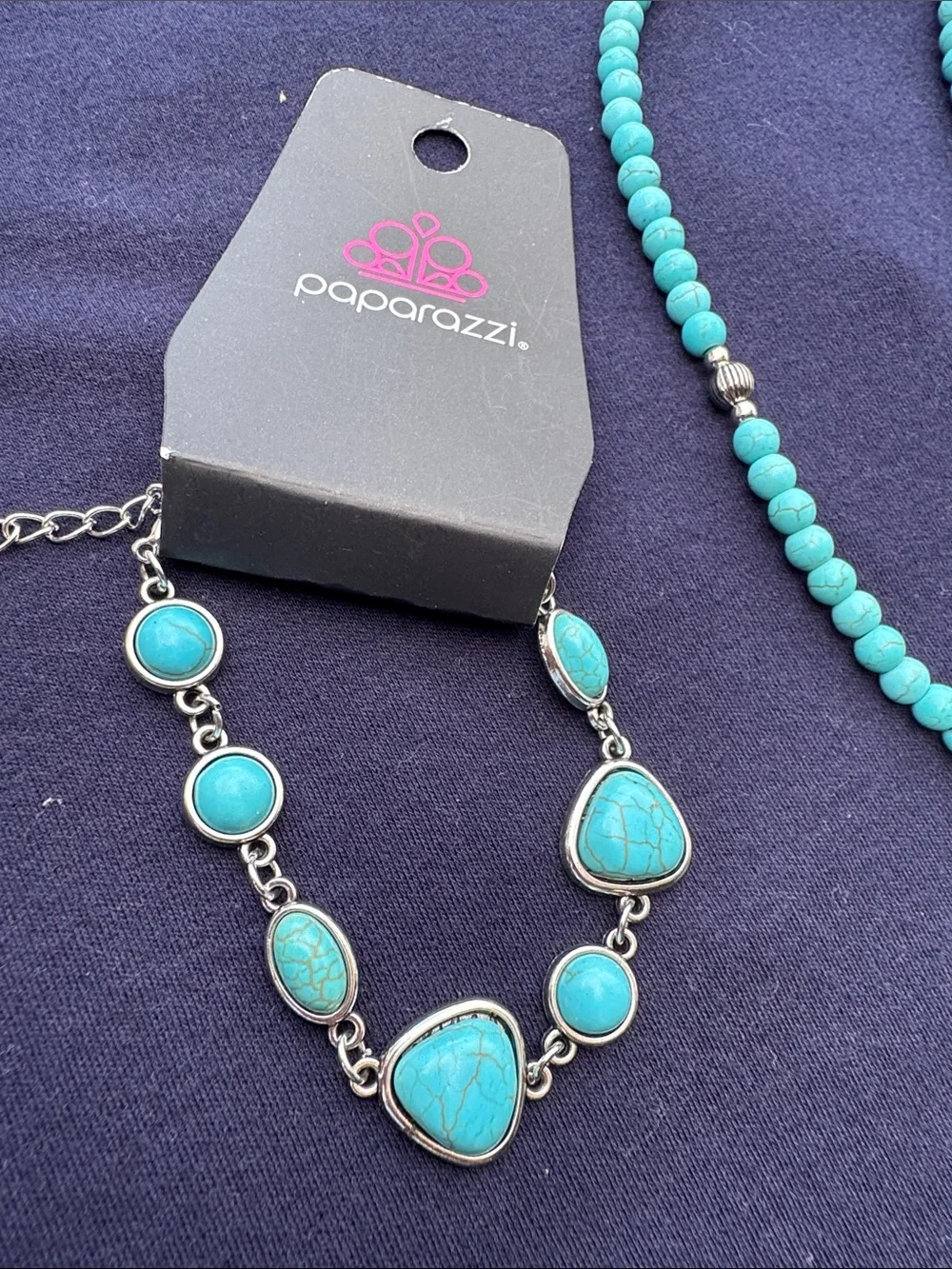 Paparazzi Turquoise Beaded Teardrop Necklace Set with Matching Ring and Cuff
